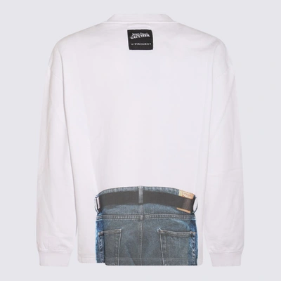 Shop Y/project White Cotton Sweatshirt In <p>white Cotton Sweatshirt From  Featuring Trompe L'oeil Print, Crew Neck, Long Sleeves And