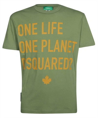 Shop Dsquared2 Logo Cotton T-shirt In Green