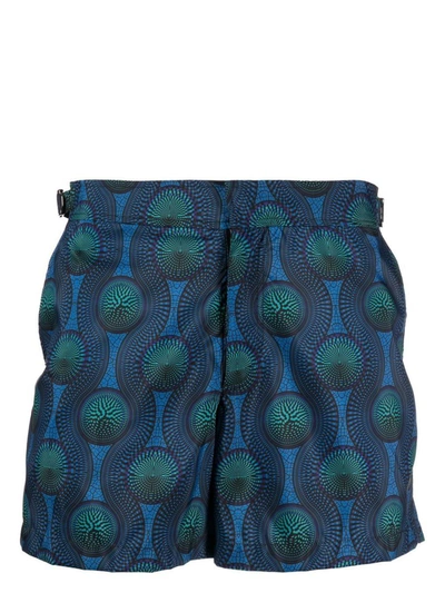 Shop Ozwald Boateng Printed Swim Shorts In Blue
