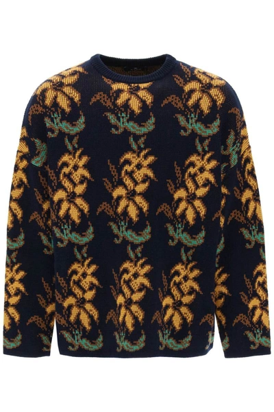 Shop Etro Sweater With Floral Pattern In Blue
