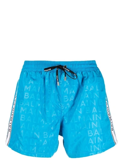 Shop Balmain Beachwear In Turquoise