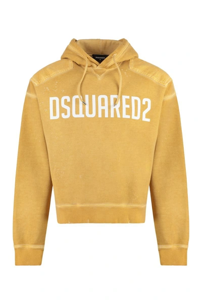 Shop Dsquared2 Cipro Cotton Hoodie In Yellow
