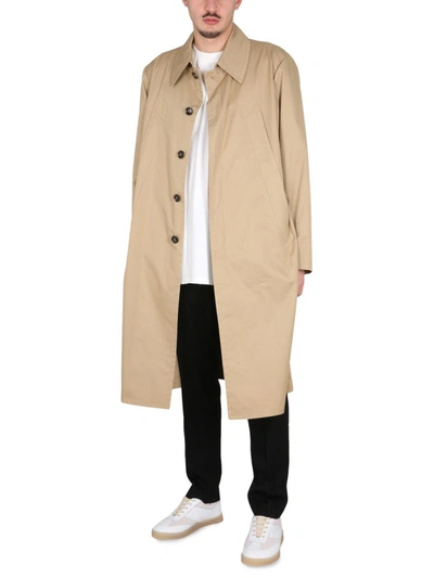 Shop Mm6 Maison Margiela Cotton Trench Coat In Beige