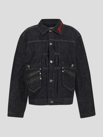 Vivienne Westwood Embroidered slogan Denim Jacket In Black ModeSens