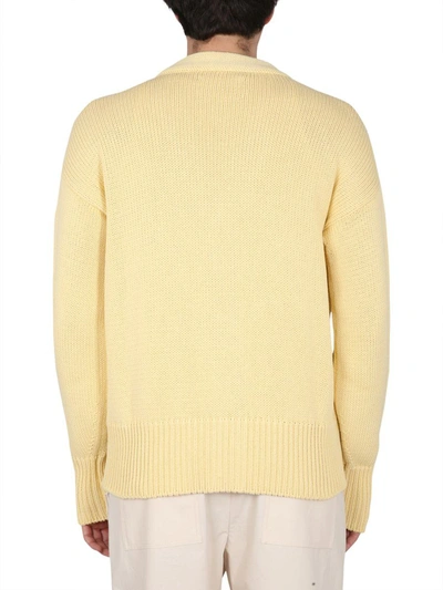 Shop Jil Sander Cardigan With Logo Embroidery In Yellow