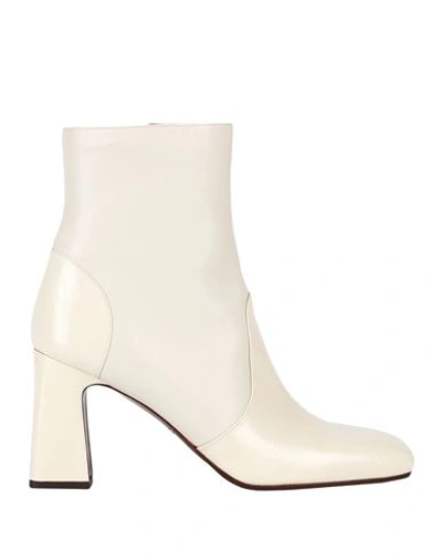 Shop Chie Mihara Woman Ankle Boots Ivory Size 7 Soft Leather In White
