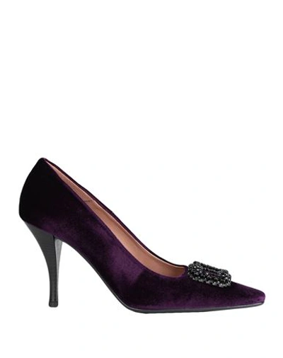 Shop Bianca Di Woman Pumps Dark Purple Size 8 Textile Fibers