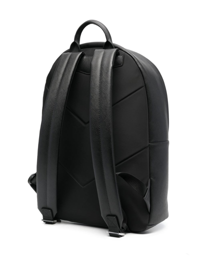 Shop Emporio Armani Logo Leather Backpack In Black