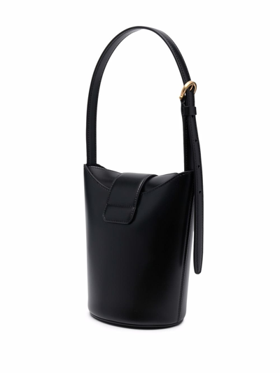 Shop Ferragamo Trifolio Leather Shoulder Bag In Black