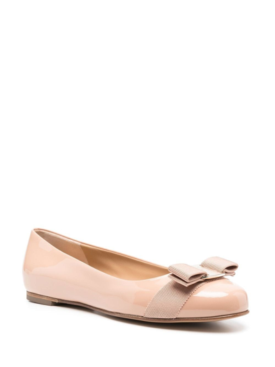 Shop Ferragamo Varina Patent Leather Ballet Flats In Pink