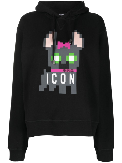 Shop Dsquared2 Icon Hilde Cotton Hoodie In Black
