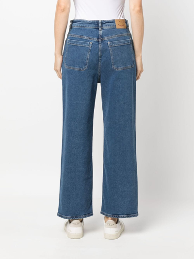 Shop Ps By Paul Smith Wide Leg Cropped Denim Jeans In Blue