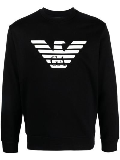 Shop Emporio Armani Logo Cotton Blend Sweatshirt In Black