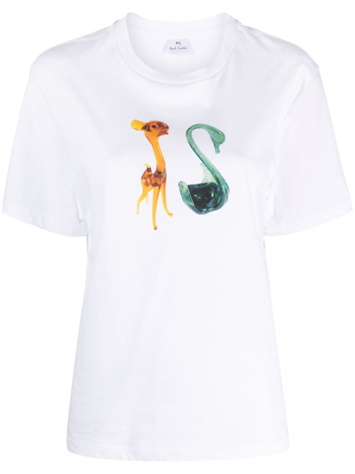 Shop Ps By Paul Smith Printed Cotton T-shirt In White