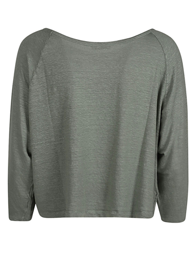 Shop Base Linen Boat-neck Sweater In Green