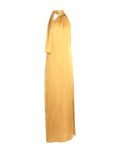 Shop Max & Co . Woman Maxi Dress Ocher Size 10 Viscose In Yellow