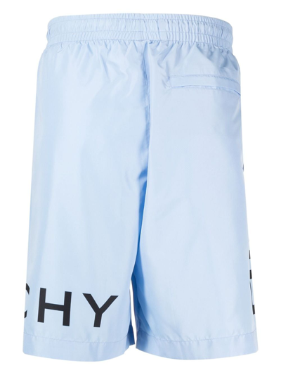 Shop Givenchy Logo-print Swim Shorts In Blue