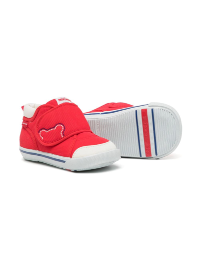 Miki House Logo-patch Touch-strap Sneakers In Red