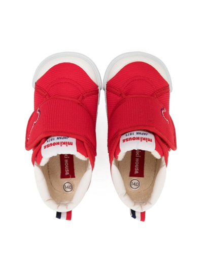 Shop Miki House Logo-patch Touch-strap Sneakers In Red