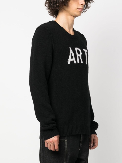 Zadig & Voltaire Kennedy Intarsia-slogan Wool Jumper In Black