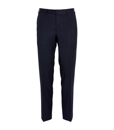 Shop Canali Wool Tailored Trousers In Navy