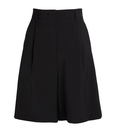 Shop Weekend Max Mara Wool Pleated Shorts In Black