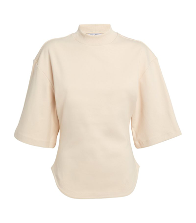 Shop Attico Stretch-cotton Cut-out T-shirt In Ivory