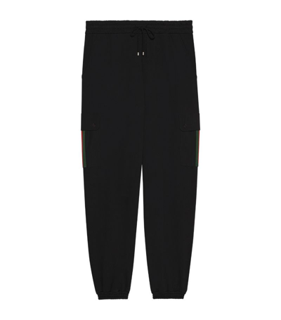 Shop Gucci Cotton Jersey Web Stripe Sweatpants In Black