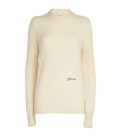 Shop Ganni Alpaca-blend Logo Sweater In Neutral