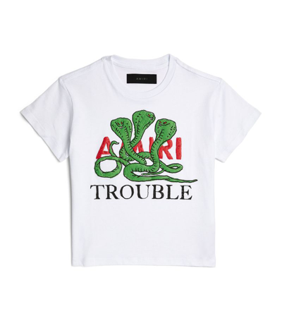 Shop Amiri Kids Cotton Trouble T-shirt (4-12 Years) In White