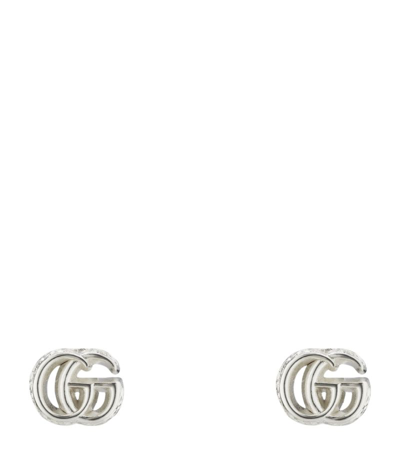 Shop Gucci Sterling Silver Gg Marmont Earrings