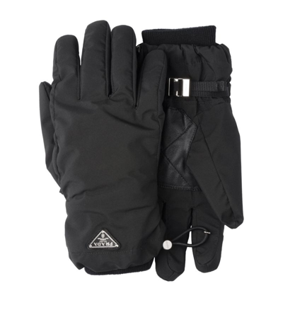 Shop Prada Re-nylon Triangle Gloves In Black