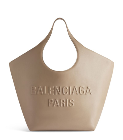 Shop Balenciaga Leather Mary-kate Tote Bag In Beige