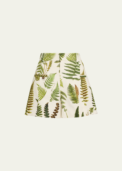 Shop Libertine Fernie High-waist Printed Shorts In Cream Multi