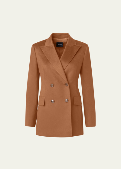 Shop Akris Nadine Cashmere Double-breasted Jacket In Vicuna