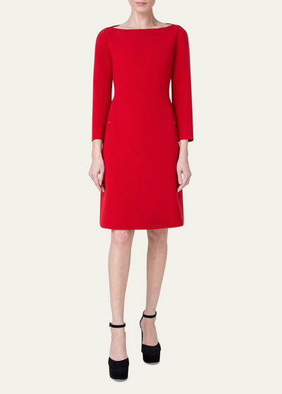 Shop Akris Double-face Wool Short Dress In Ruby Red