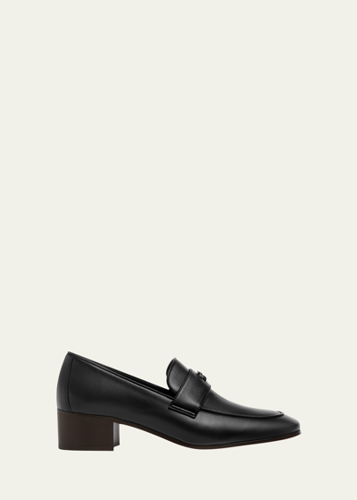 Shop Bougeotte Leather Flat Loafers In Black