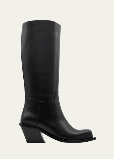Shop Gia Borghini Blondine Leather Square-toe Boots In Black