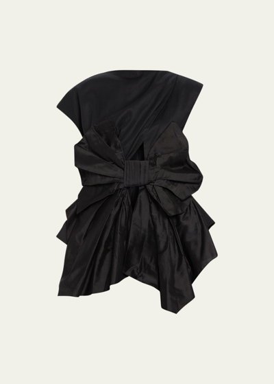 Shop Christopher John Rogers Crushed Bow Peplum Blouse In Black