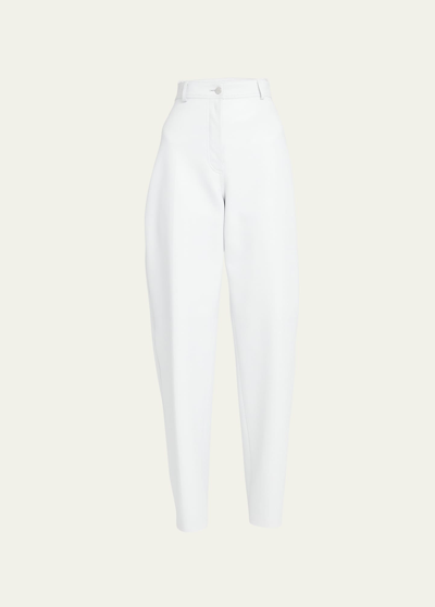Shop Ferragamo Wide-leg Leather Pants In White