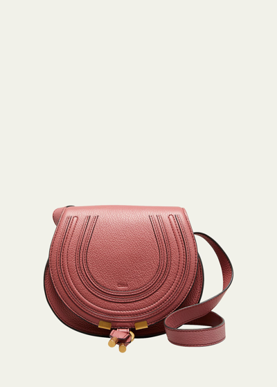 Shop Chloé Marcie Small Crossbody Bag In Grained Leather In Woodrose