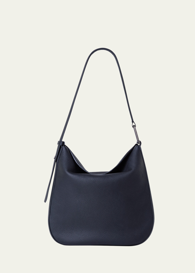 Shop Akris Anna Medium Leather Hobo Bag In Black