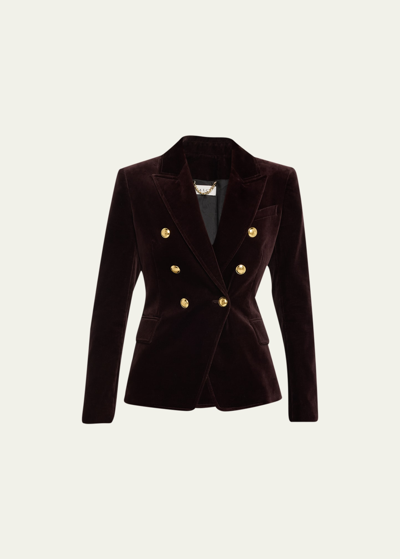 Shop A.l.c Chelsea Double-breasted Velvet Jacket In Chocolate