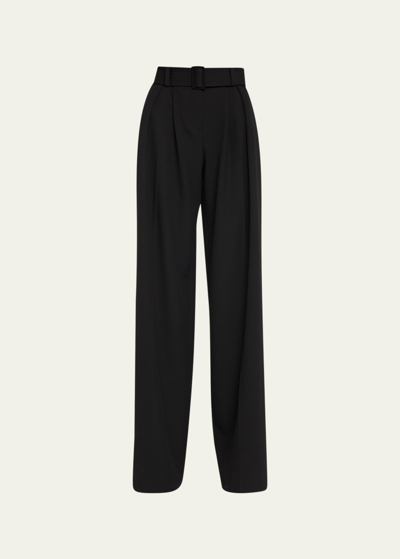 Shop A.l.c Shayna Pleated Wide-leg Trousers With Belt In Black