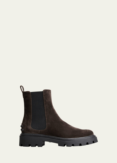 Shop Tod's Suede Chelsea Ankle Boots In Palissandro