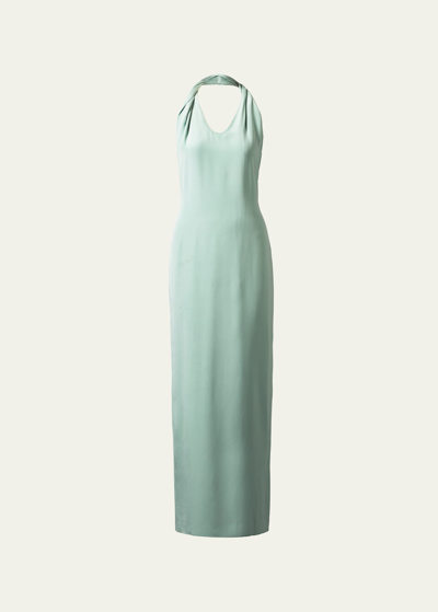 Shop Tove Kerolynn Silk Halter Maxi Dress In Turquoise