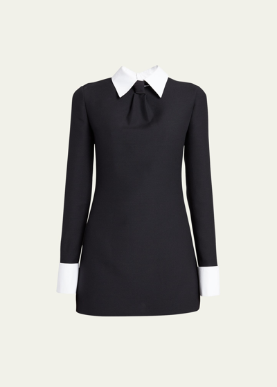 Shop Valentino Crepe Couture Tuxedo Mini Dress In Blackwhite