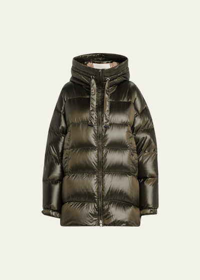 Shop Max Mara Spacesse Quilted Puffer Jacket In Moss Green