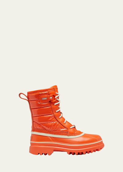 Shop Sorel Caribou Quilted Lace-up Weather Boots In Optimized Orange
