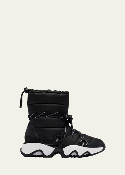 Shop Sorel Kinetic Impact Puffy Lace-up Snow Boots In Black Sea Salt
